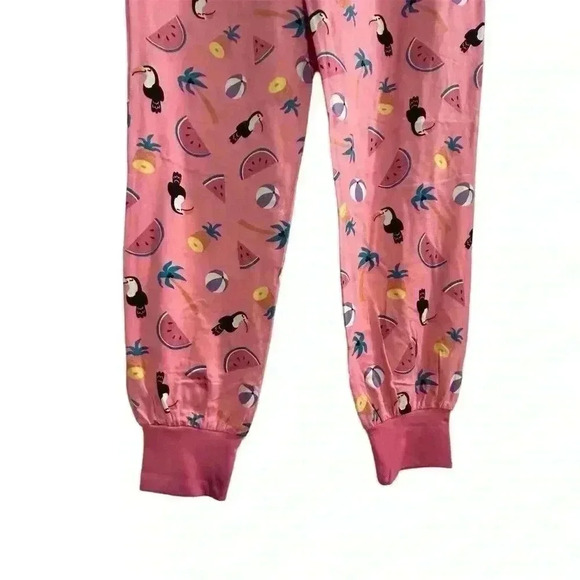 Chelsea Peers Women's XS Pajama Set Tropic Like It's Hot in White and Pink - Picture 12 of 12